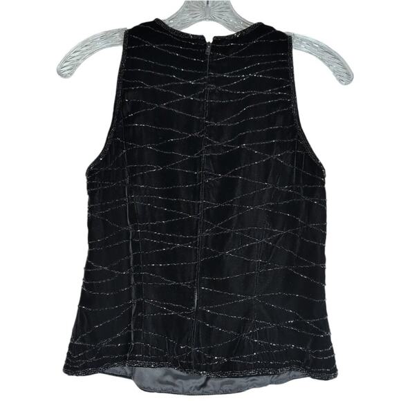 Zola Evening sleeveless, beaded black velvet top, size 6P - Picture 3 of 9